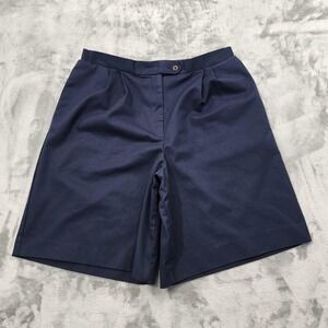 Vintage UTY Apparel Shorts Womens L Blue High Rise Pleated Bermuda Elastic Waist
